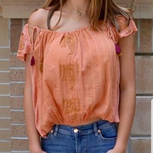 Free People Pukka Peasant Top Coral